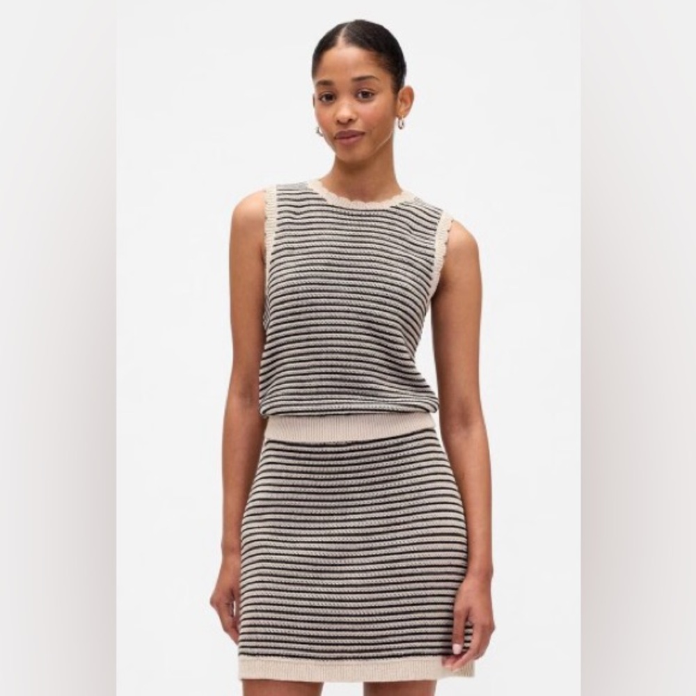 GAP Factory Black and Tan Stripe Knit Tank Top and Skirt Matching Set